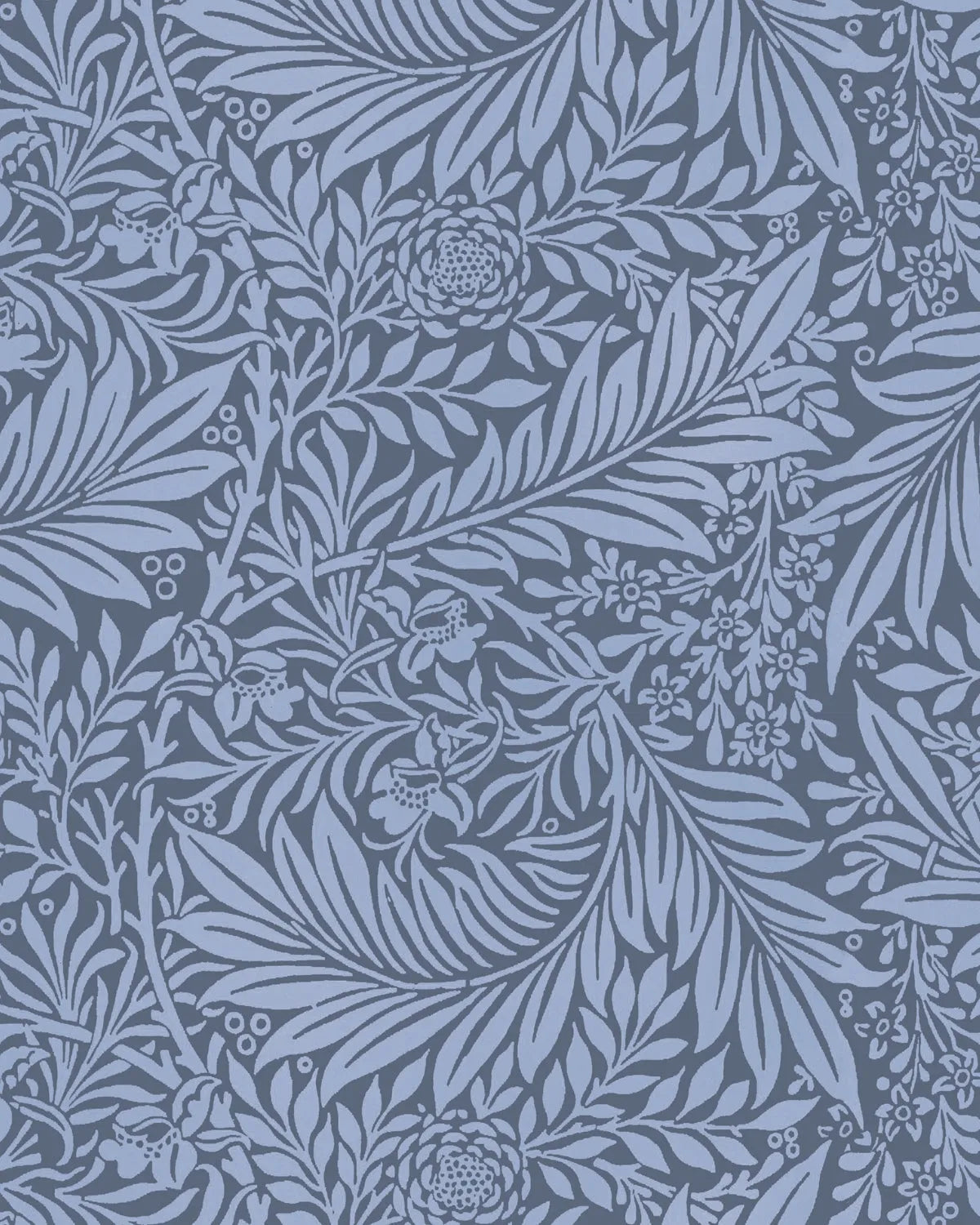 Larkspur in Navy Blue by William Morris Wallpaper from Olive et Oriel where you can shop wallpaper and artworks online