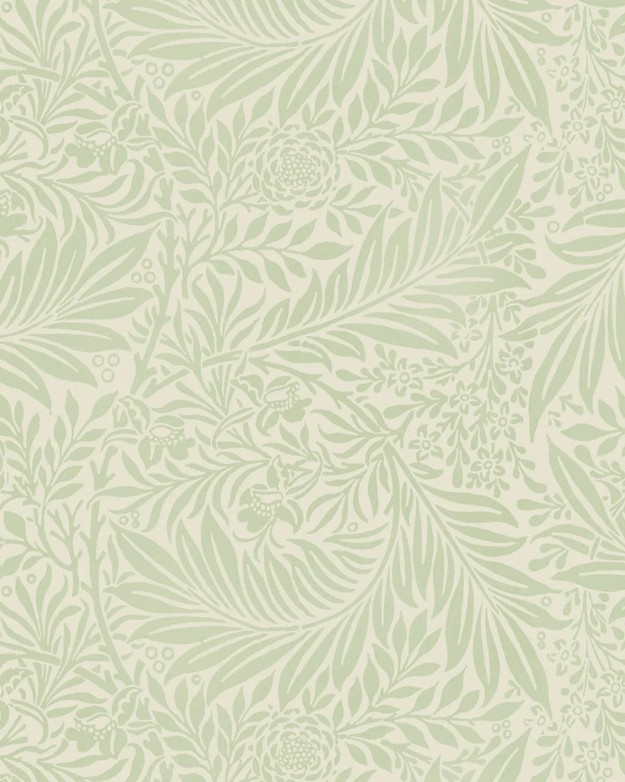 Larkspur in Sage Green by William Morris Wallpaper from Olive et Oriel where you can shop wallpaper and artworks online