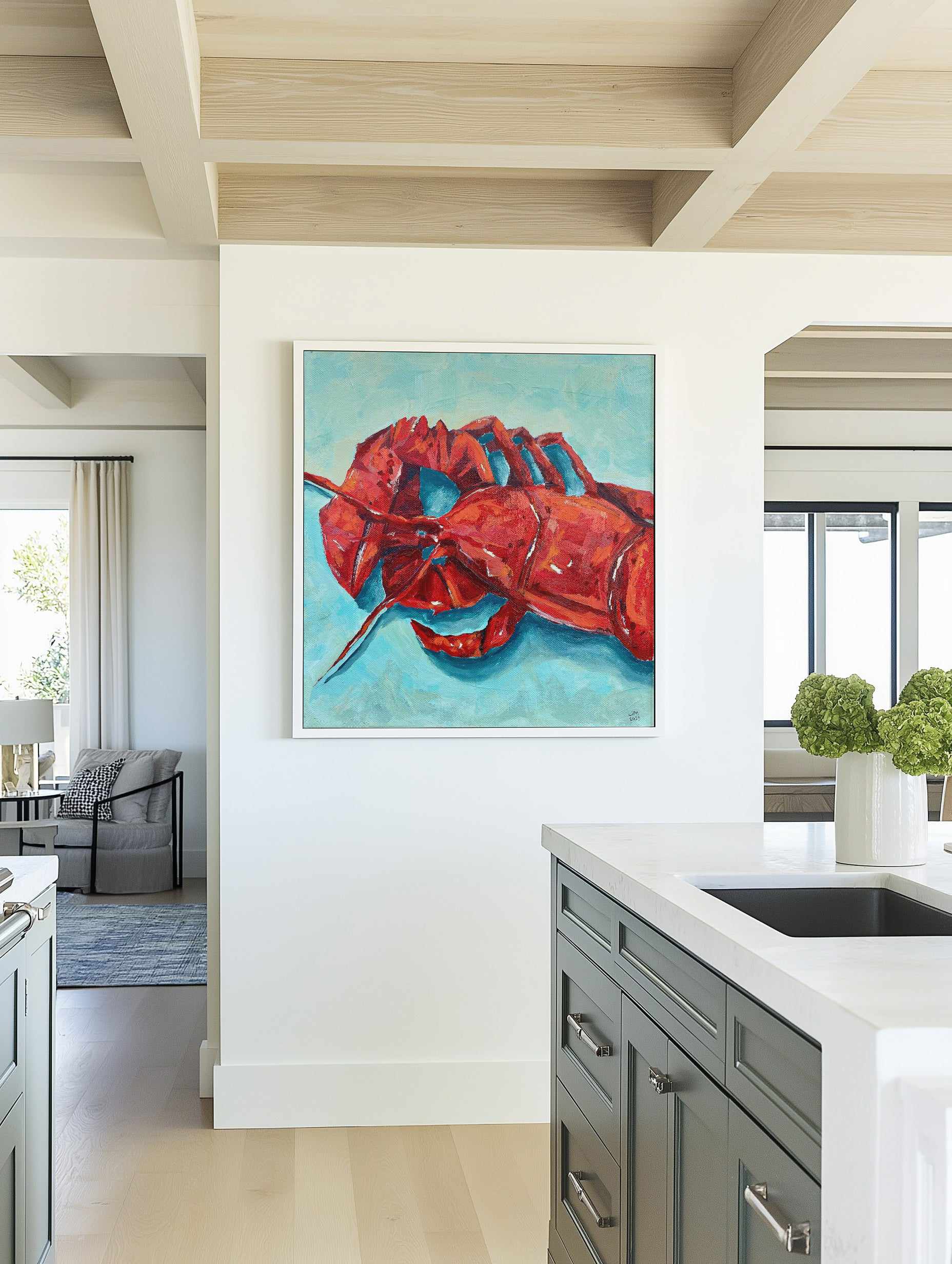 Larry Lobster by Jess Martin | Framed Canvas Art Print