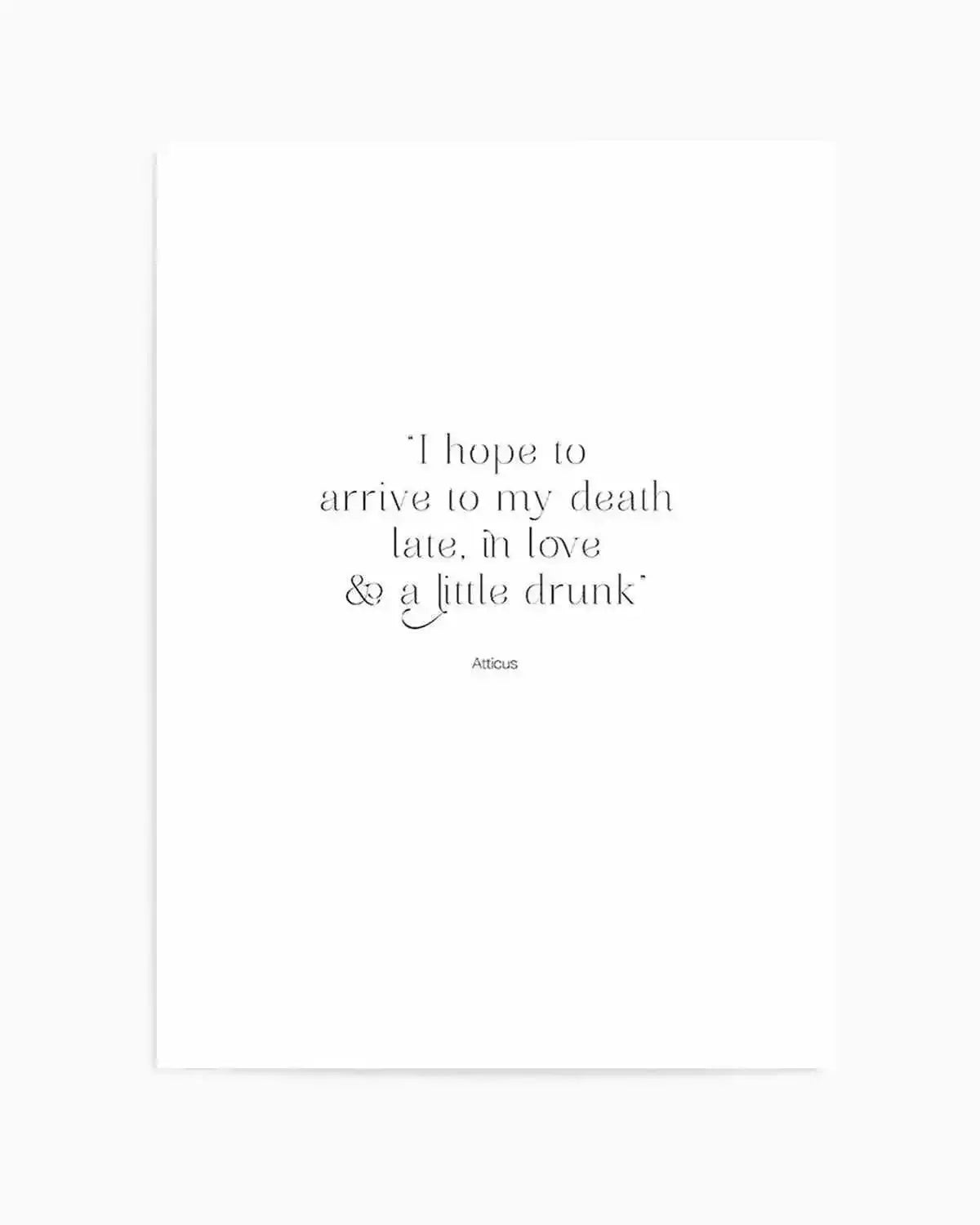 Late, In Love & A Little Drunk Art Print from Olive et Oriel where you can shop wallpaper and artworks online
