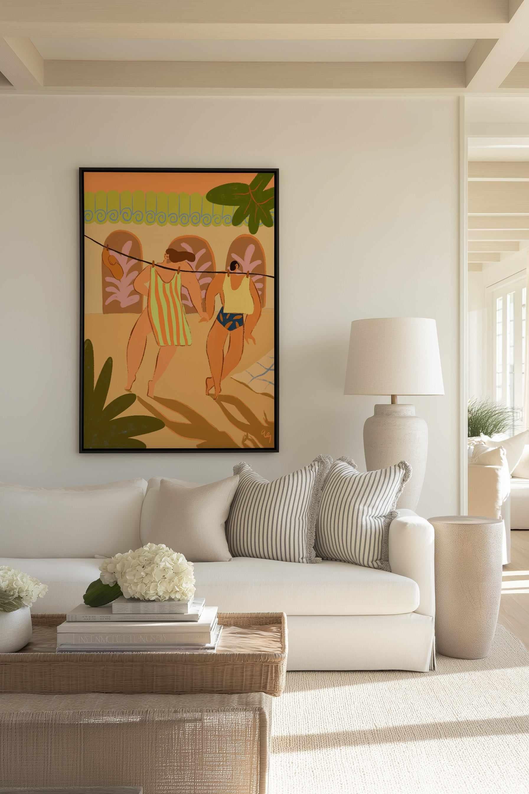 Laundry Day by Arty Guava | Framed Canvas Art Print from Olive et Oriel where you can shop wallpaper and artworks online