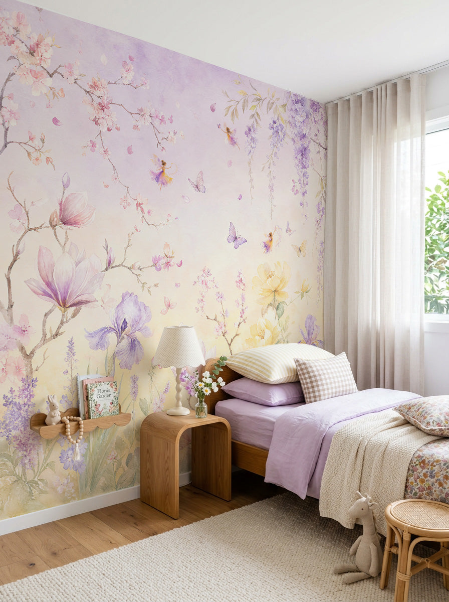 Lavender Silk Fairy Garden Wallpaper Mural