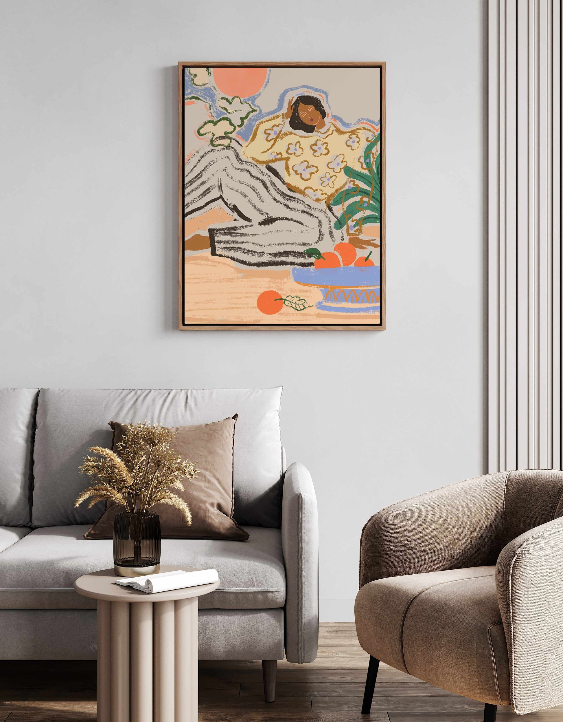 Lazy Day by Arty Guava | Framed Canvas Art Print from Olive et Oriel where you can shop wallpaper and artworks online