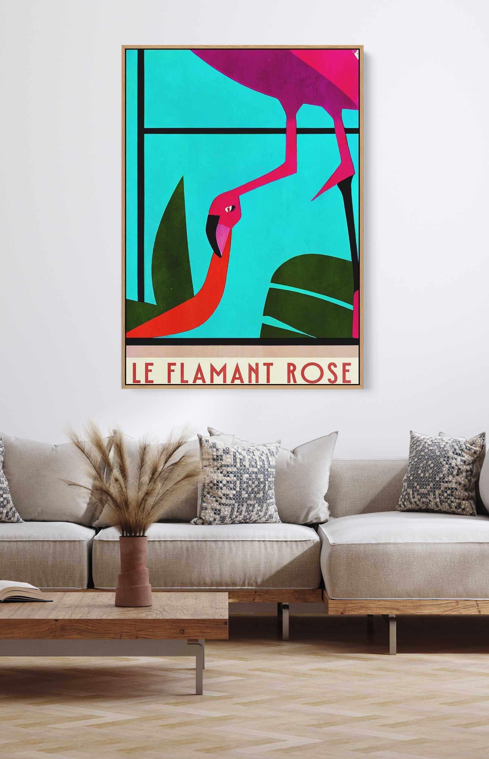 Le Flamant Rosel By Bo Anderson | Framed Canvas Art Print from Olive et Oriel where you can shop wallpaper and artworks online
