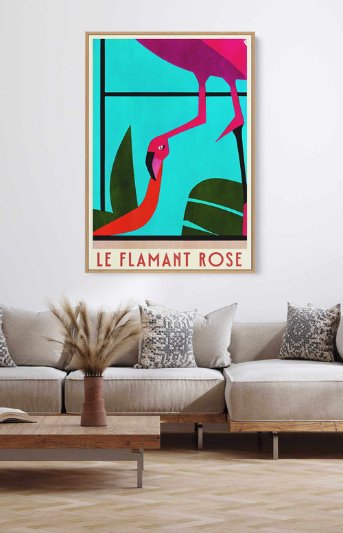 Le Flamant Rosel By Bo Anderson | Framed Canvas Art Print