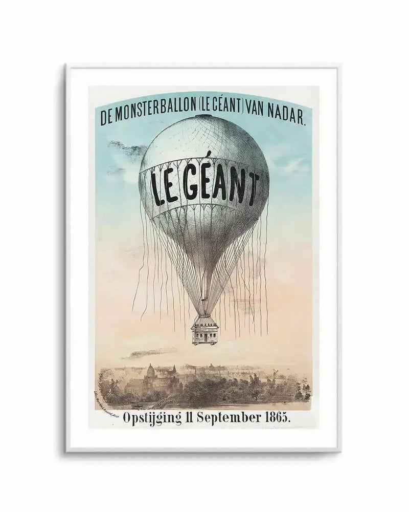 Le Geant Hot Air Balloon Vintage Poster Art Print from Olive et Oriel where you can shop wallpaper and artworks online