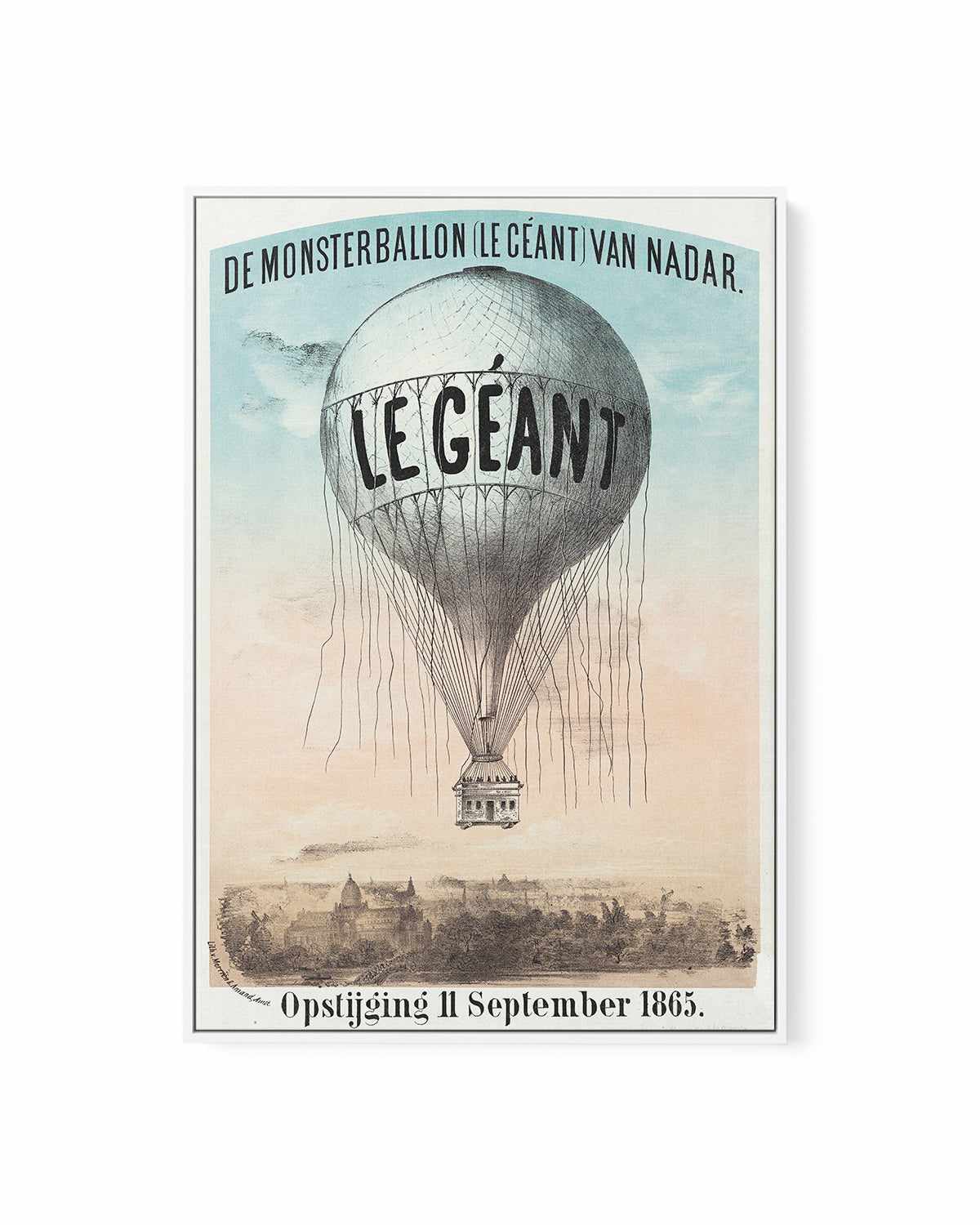 Le Geant Hot Air Balloon Vintage Poster | Framed Canvas Art Print