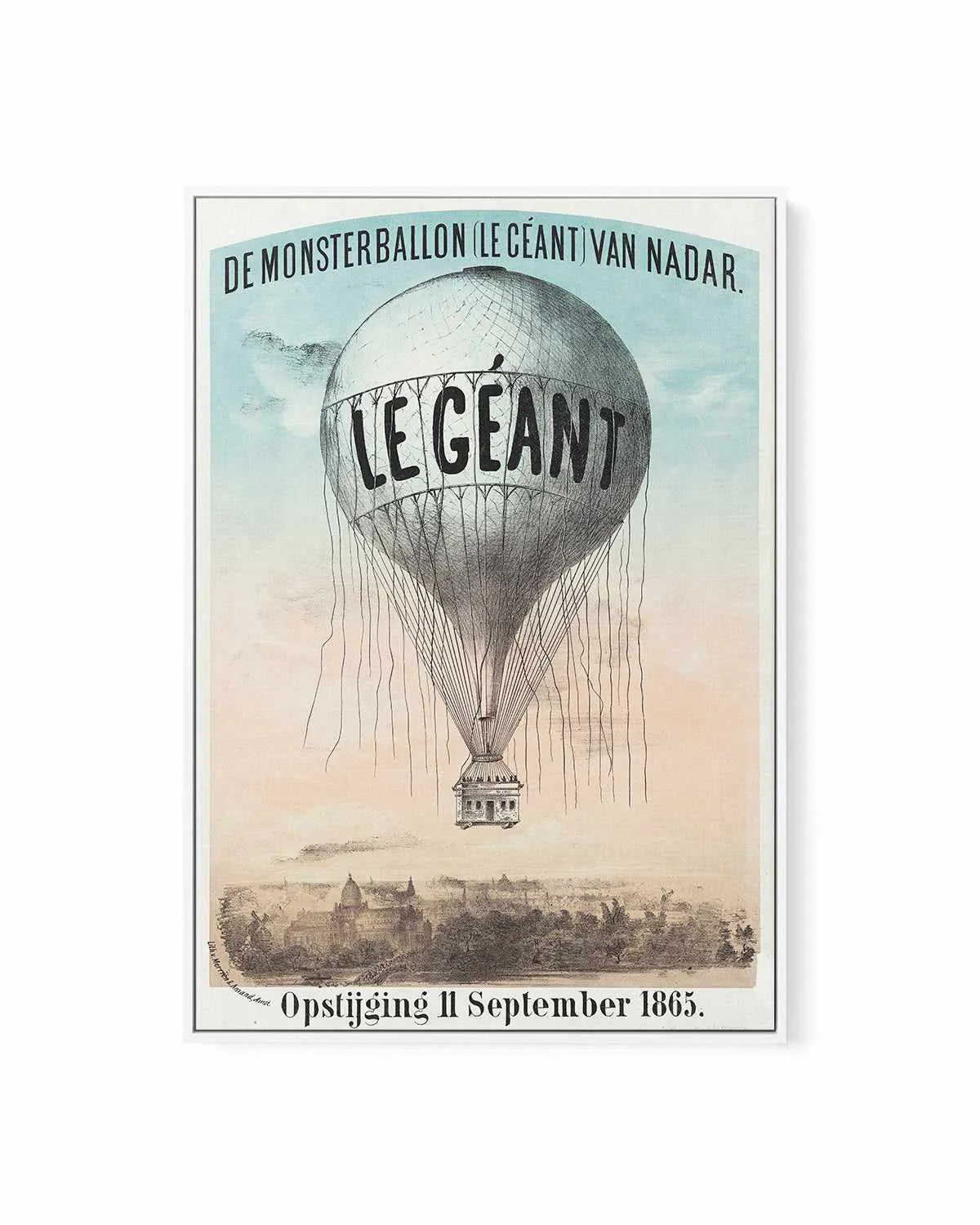 Le Geant Hot Air Balloon Vintage Poster | Framed Canvas Art Print from Olive et Oriel where you can shop wallpaper and artworks online