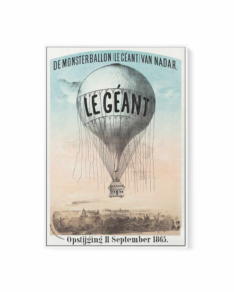 Le Geant Hot Air Balloon Vintage Poster | Framed Canvas Art Print