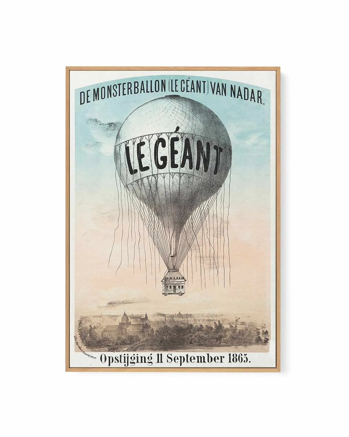 Le Geant Hot Air Balloon Vintage Poster | Framed Canvas Art Print from Olive et Oriel where you can shop wallpaper and artworks online