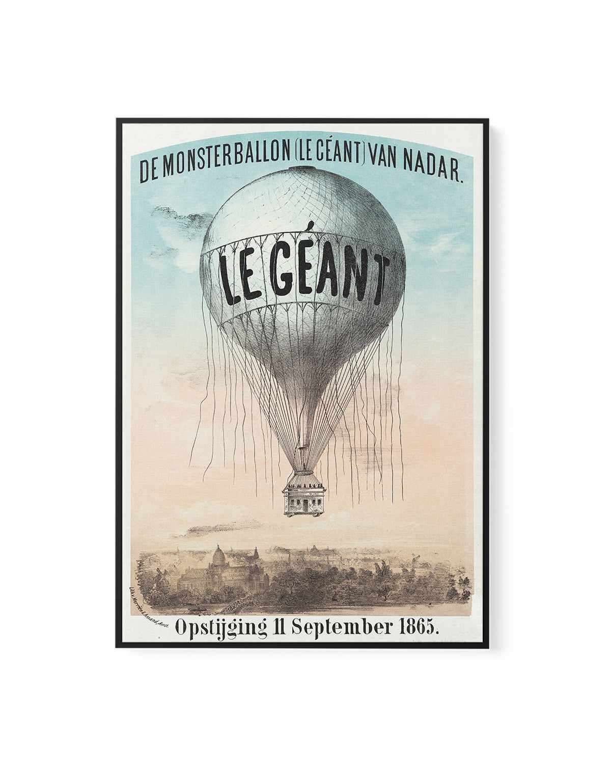 Le Geant Hot Air Balloon Vintage Poster | Framed Canvas Art Print