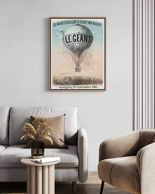 Le Geant Hot Air Balloon Vintage Poster | Framed Canvas Art Print