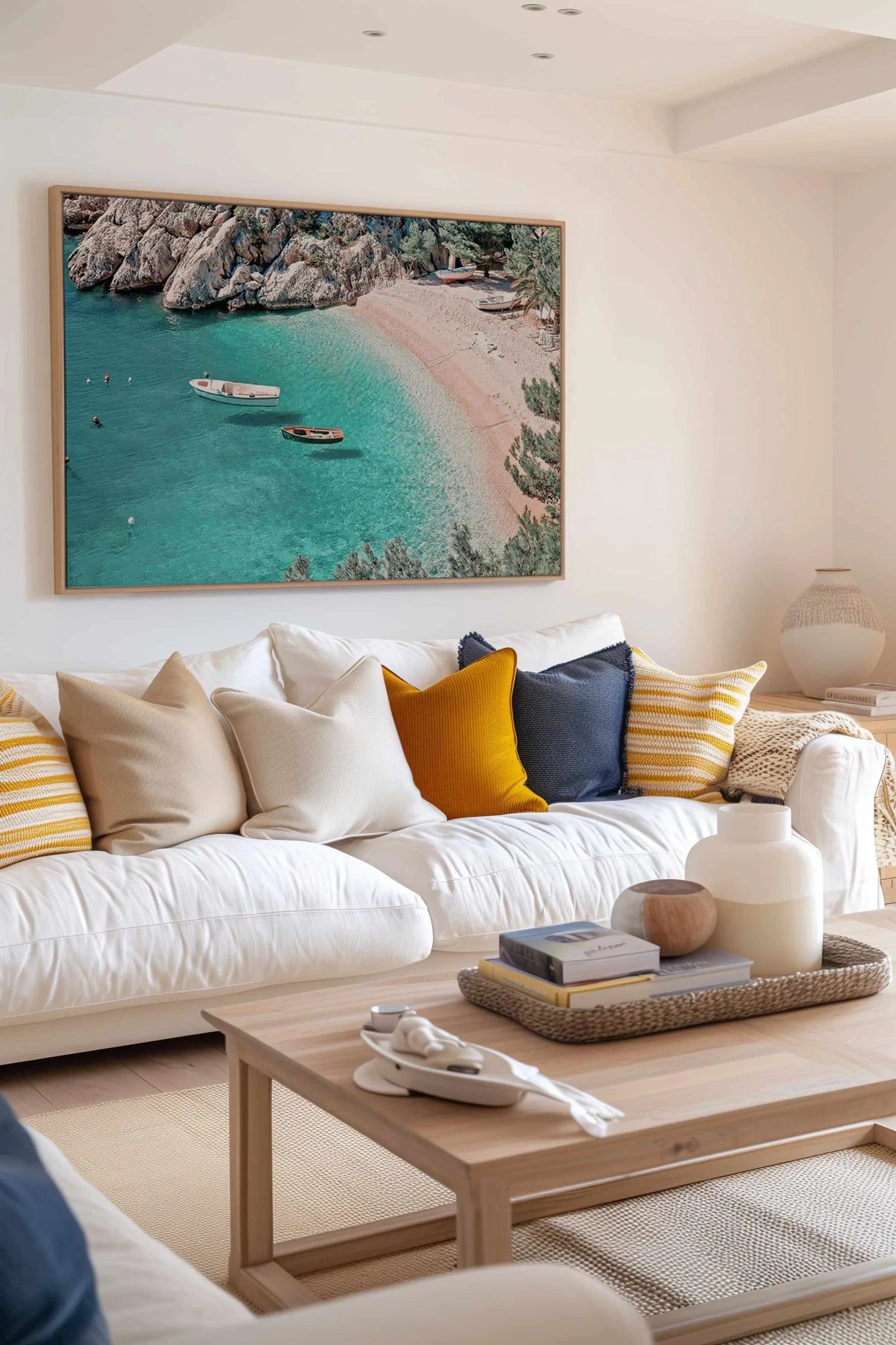 Le Petit Port | Framed Canvas from Olive et Oriel where you can shop wallpaper and artworks online