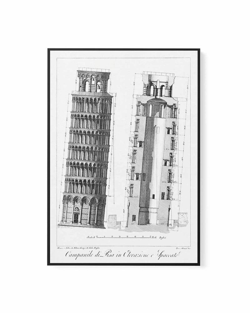 Leaning Tower of Pisa Vintage Poster | Framed Canvas Art Print
