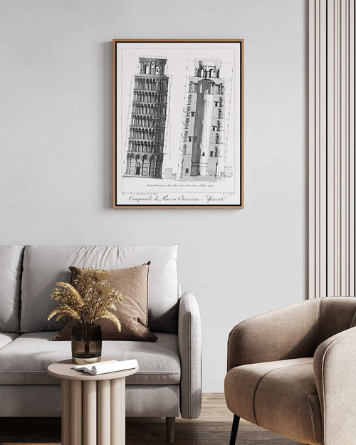 Leaning Tower of Pisa Vintage Poster | Framed Canvas Art Print