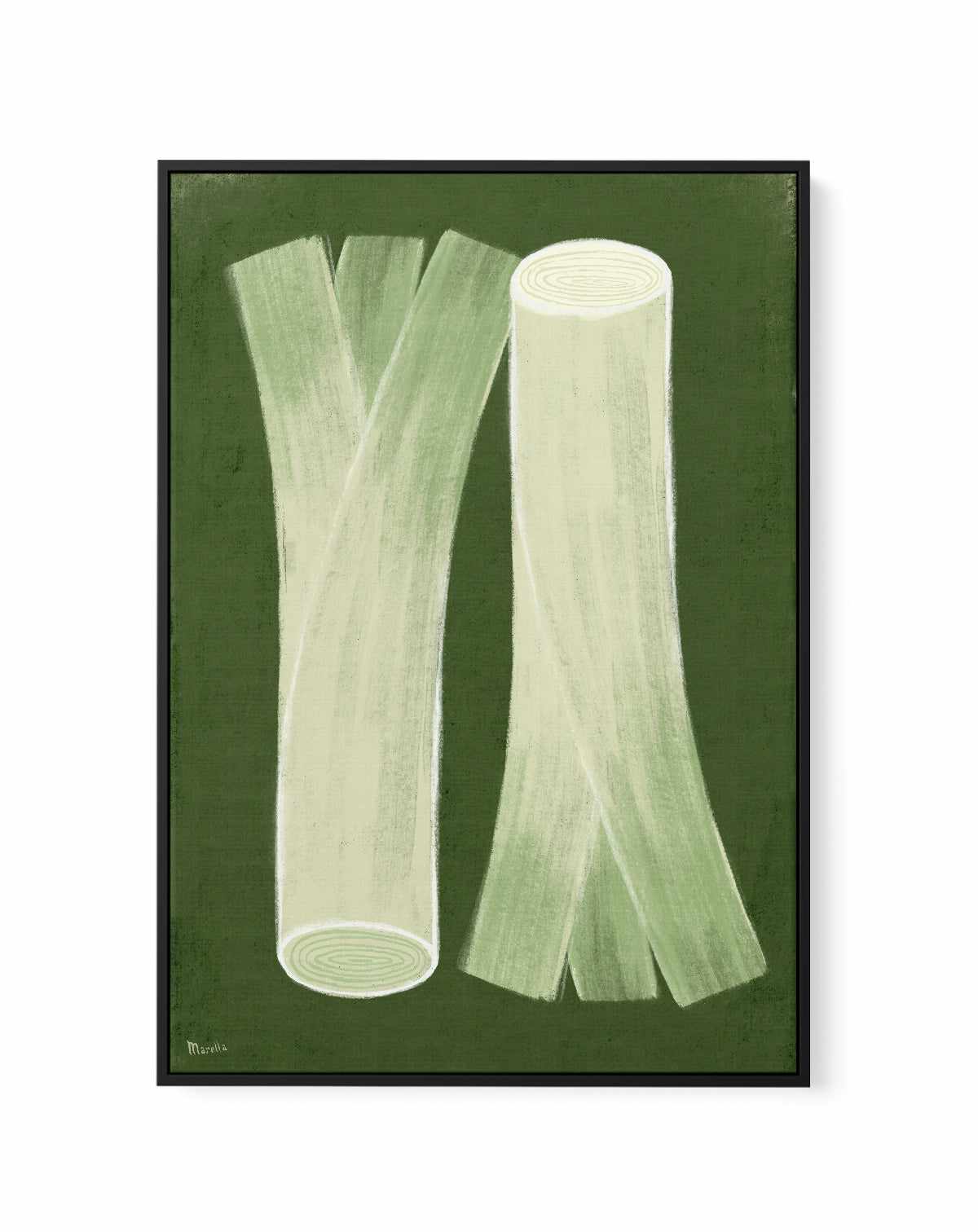 Leeks by Marco Marella | Framed Canvas Art Print from Olive et Oriel where you can shop wallpaper and artworks online