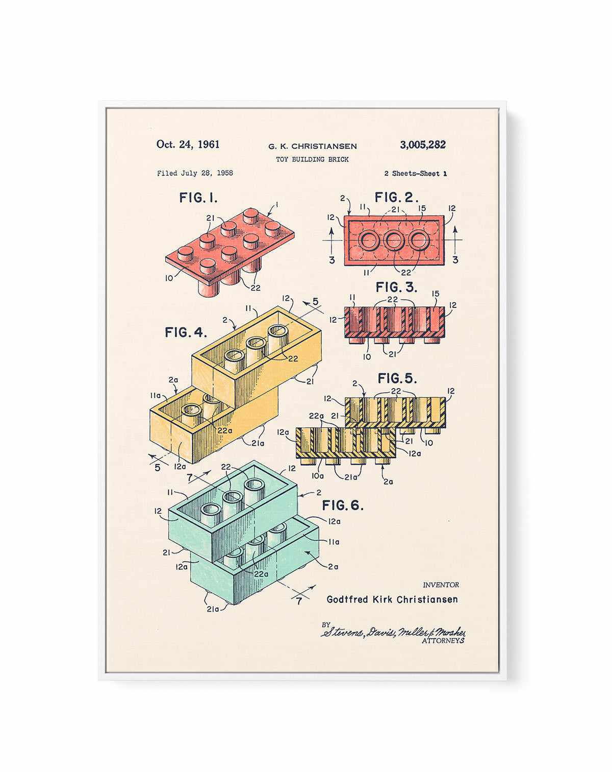 Lego Colors By Florent Bodart | Framed Canvas Art Print