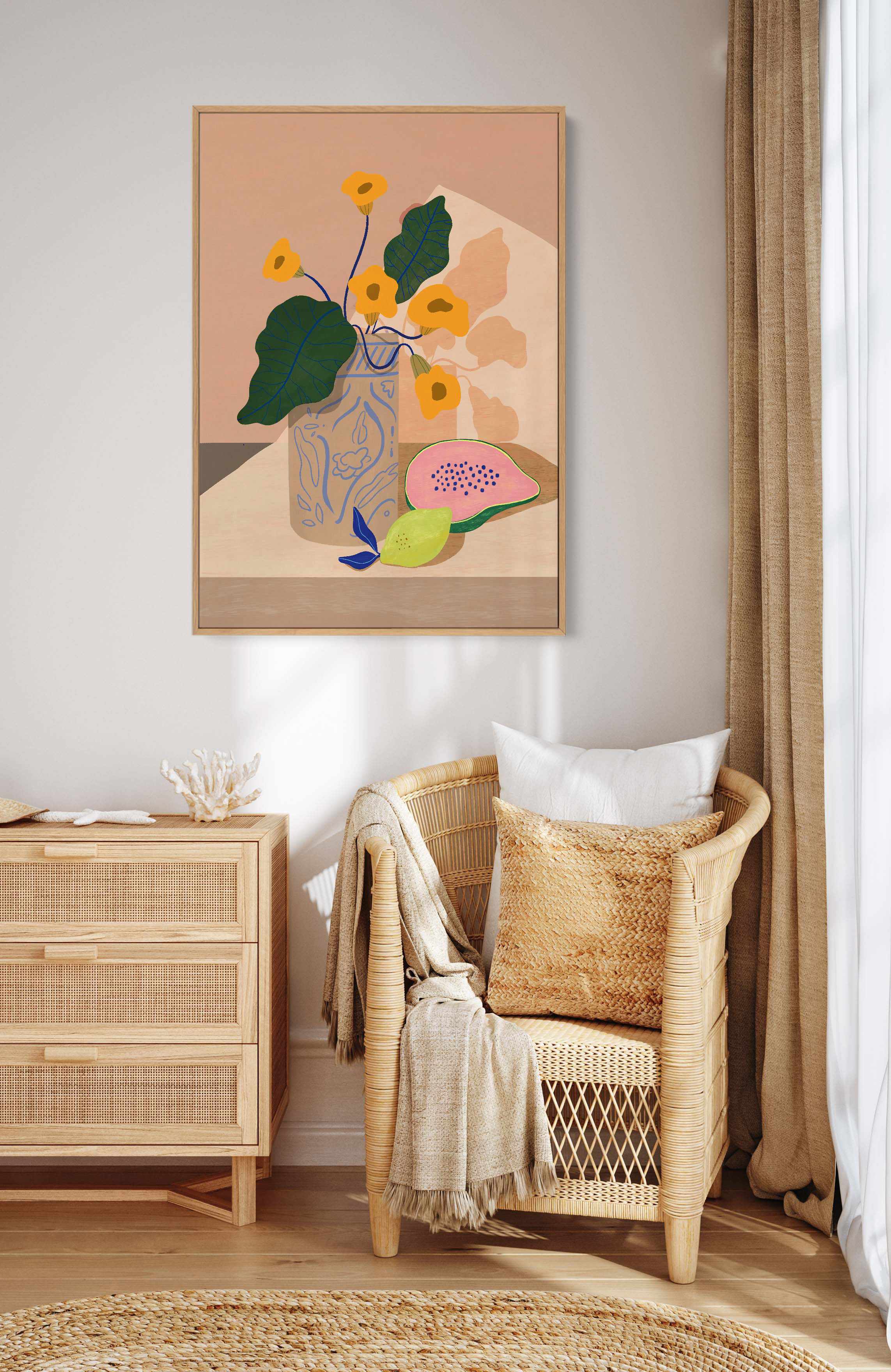 Lemon Papaya by Arty Guava | Framed Canvas Art Print