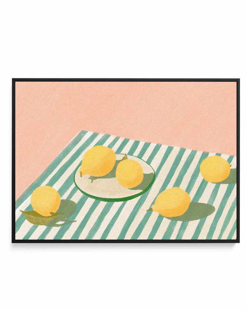 Lemon Stripes by Jenny Liz Rome | Framed Canvas Art Print