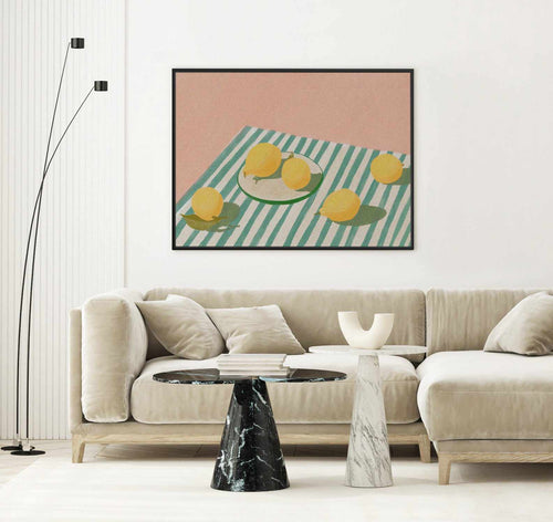Lemon Stripes by Jenny Liz Rome | Framed Canvas Art Print