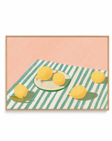 Lemon Stripes by Jenny Liz Rome | Framed Canvas Art Print from Olive et Oriel where you can shop wallpaper and artworks online