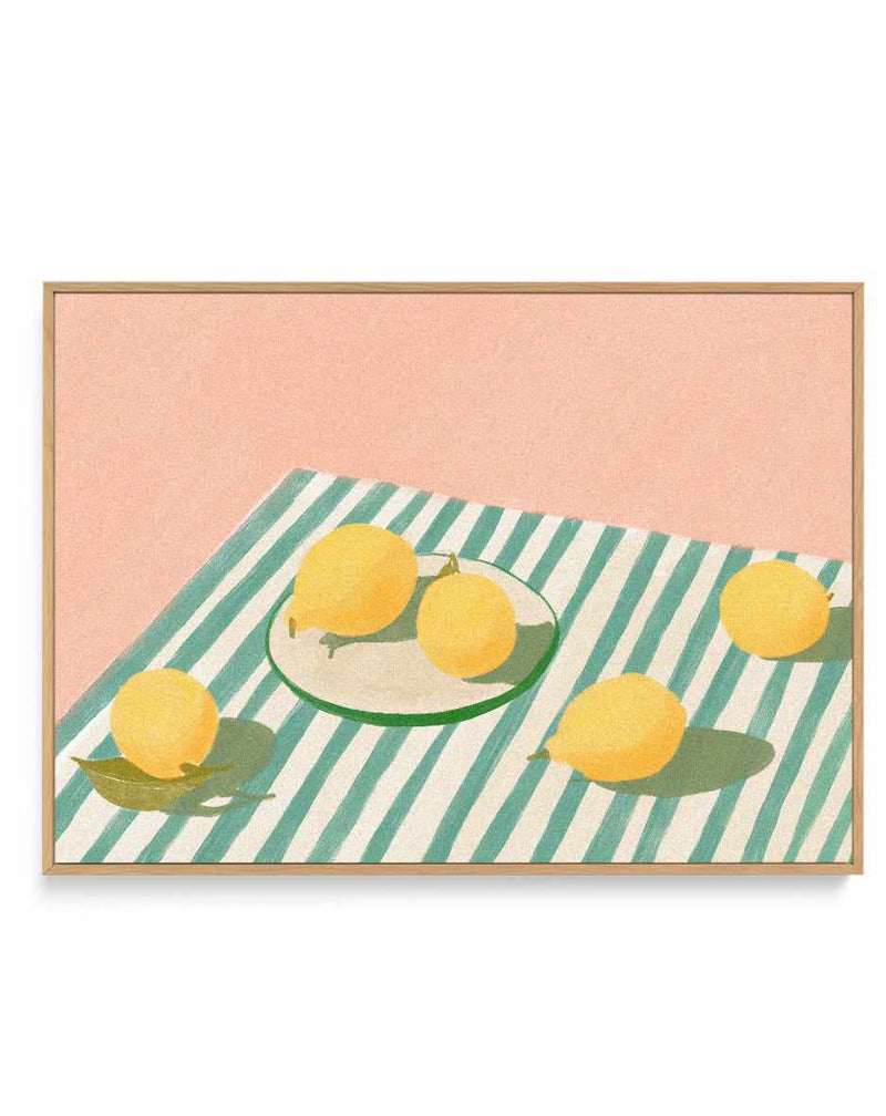 Lemon Stripes by Jenny Liz Rome | Framed Canvas Art Print