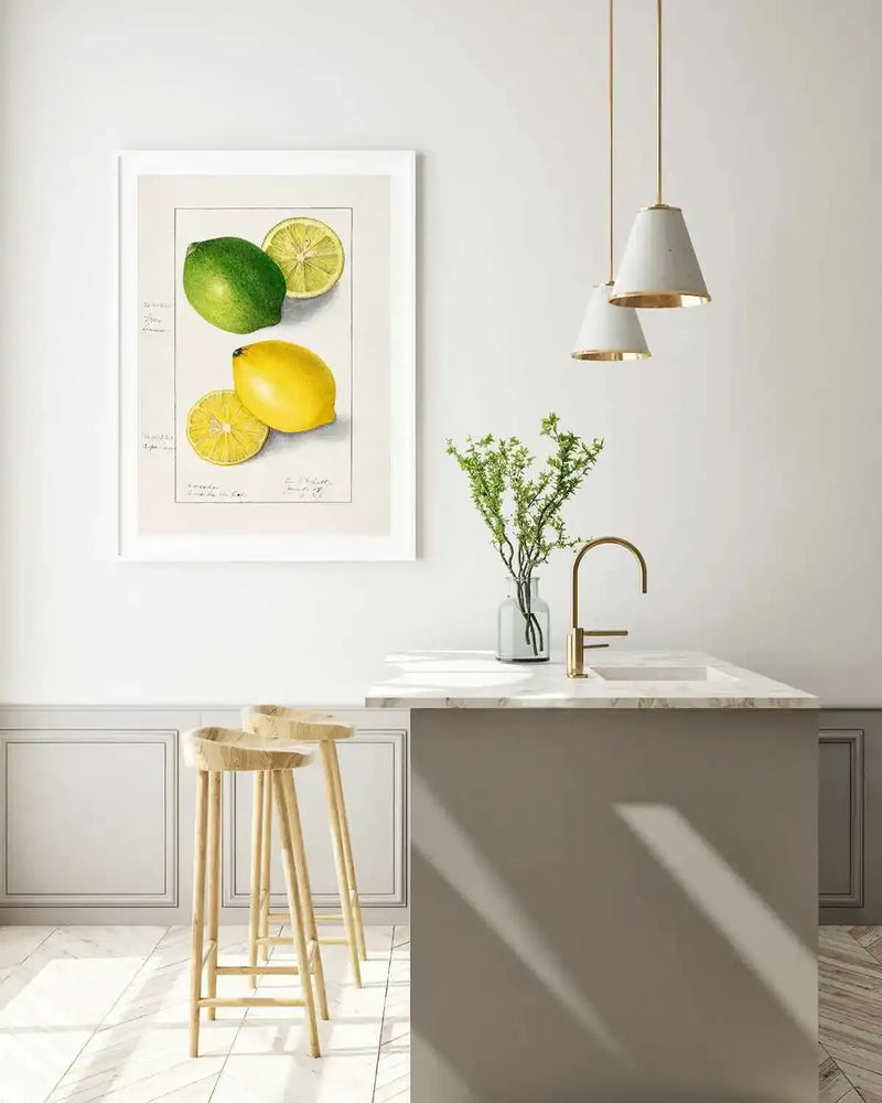 Lemon & Lime Vintage Poster Art Print from Olive et Oriel where you can shop wallpaper and artworks online