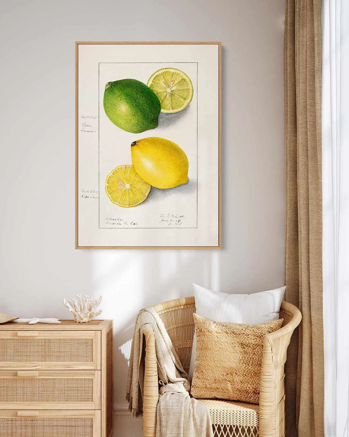 Lemon & Lime Vintage Poster | Framed Canvas Art Print from Olive et Oriel where you can shop wallpaper and artworks online