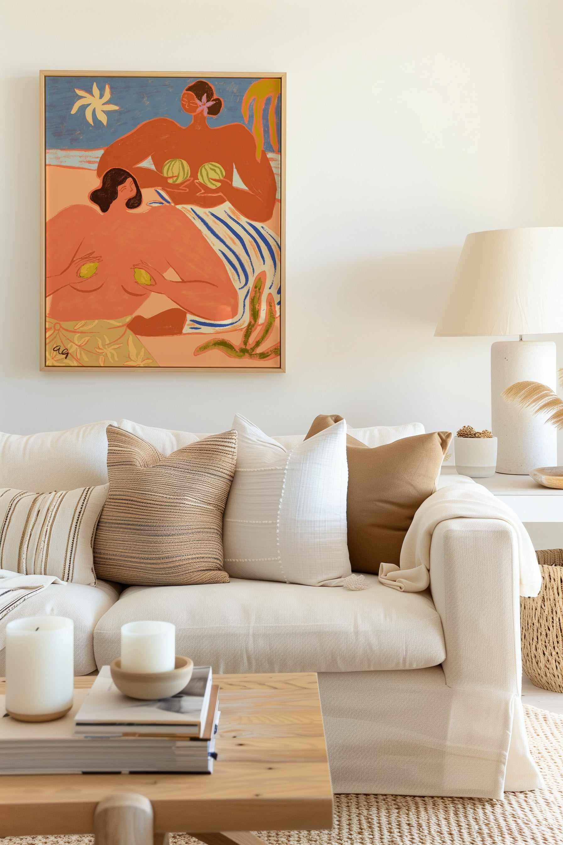 Lemon & Melon by Arty Guava | Framed Canvas Art Print from Olive et Oriel where you can shop wallpaper and artworks online