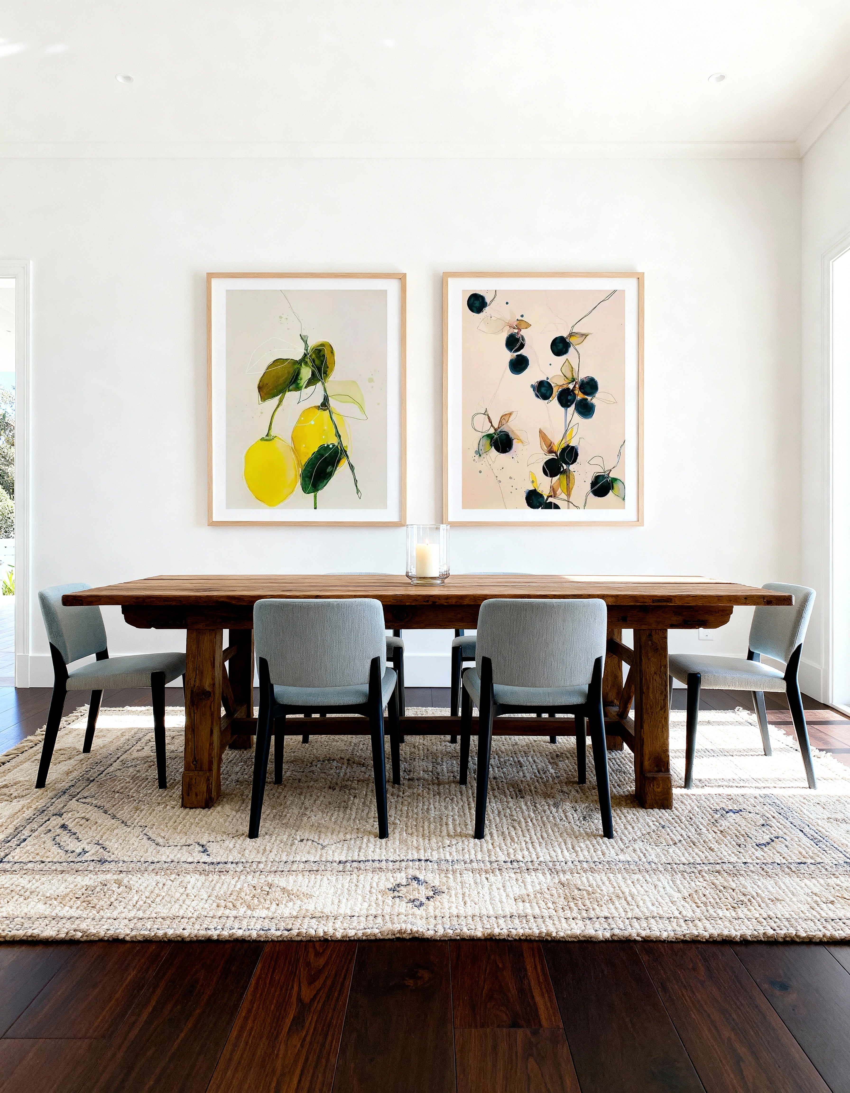 Lemon & Blueberries by Leigh Viner Art Print Set of 2 | Matching Wall Art