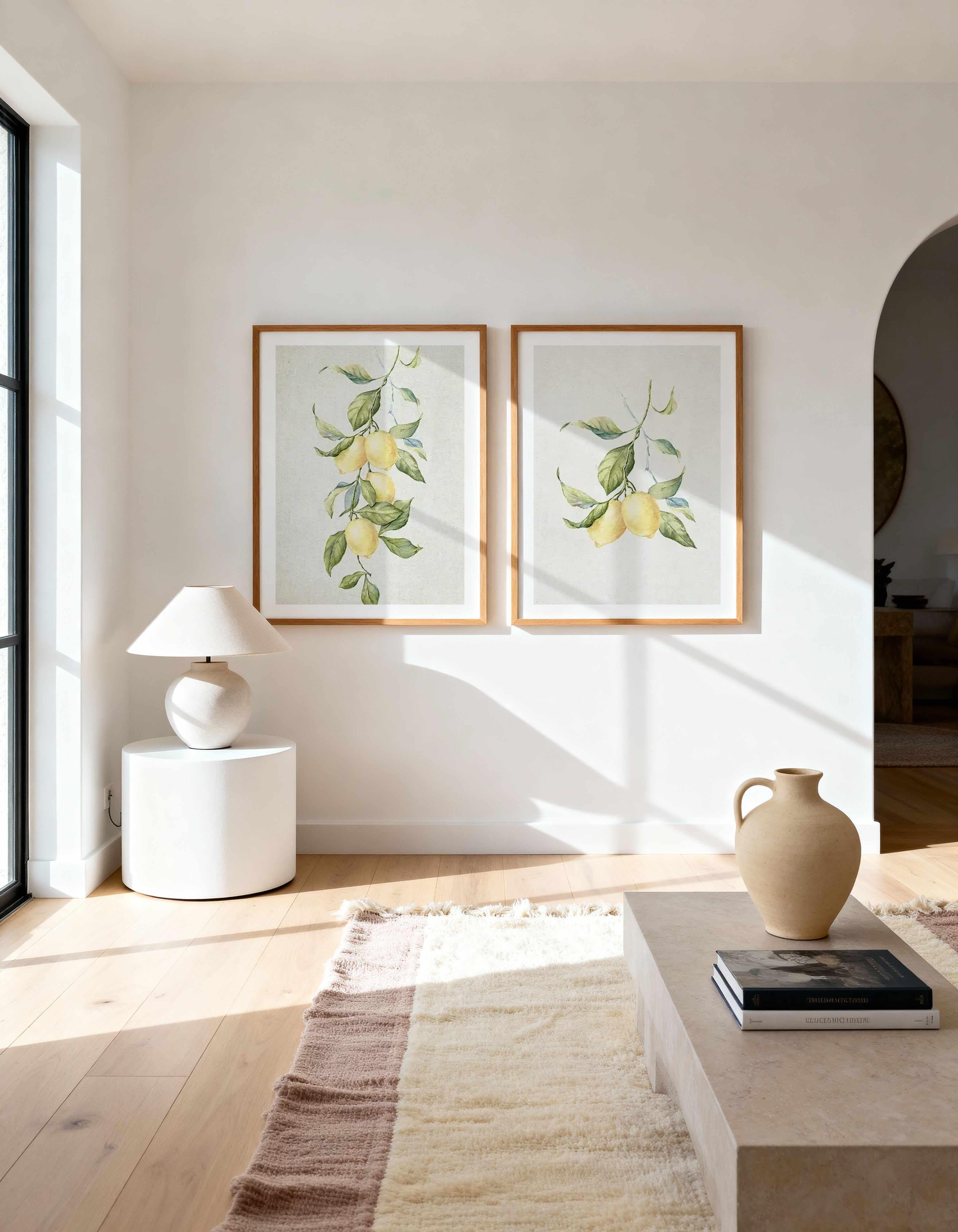 Lemon on Linen II & III Art Print Set of 2 | Matching Wall Art from Olive et Oriel where you can shop wallpaper and artworks online