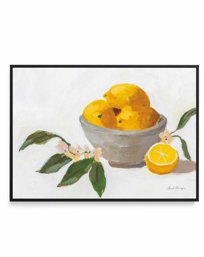 Lemons In Grey | Framed Canvas Art Print