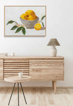 Lemons In Grey | Framed Canvas Art Print