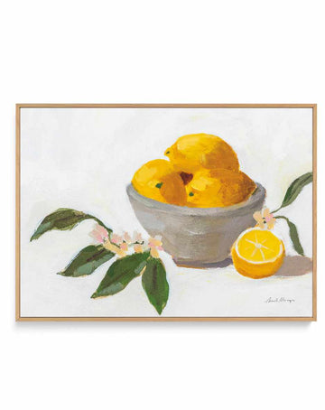 Lemons In Grey | Framed Canvas Art Print from Olive et Oriel where you can shop wallpaper and artworks online