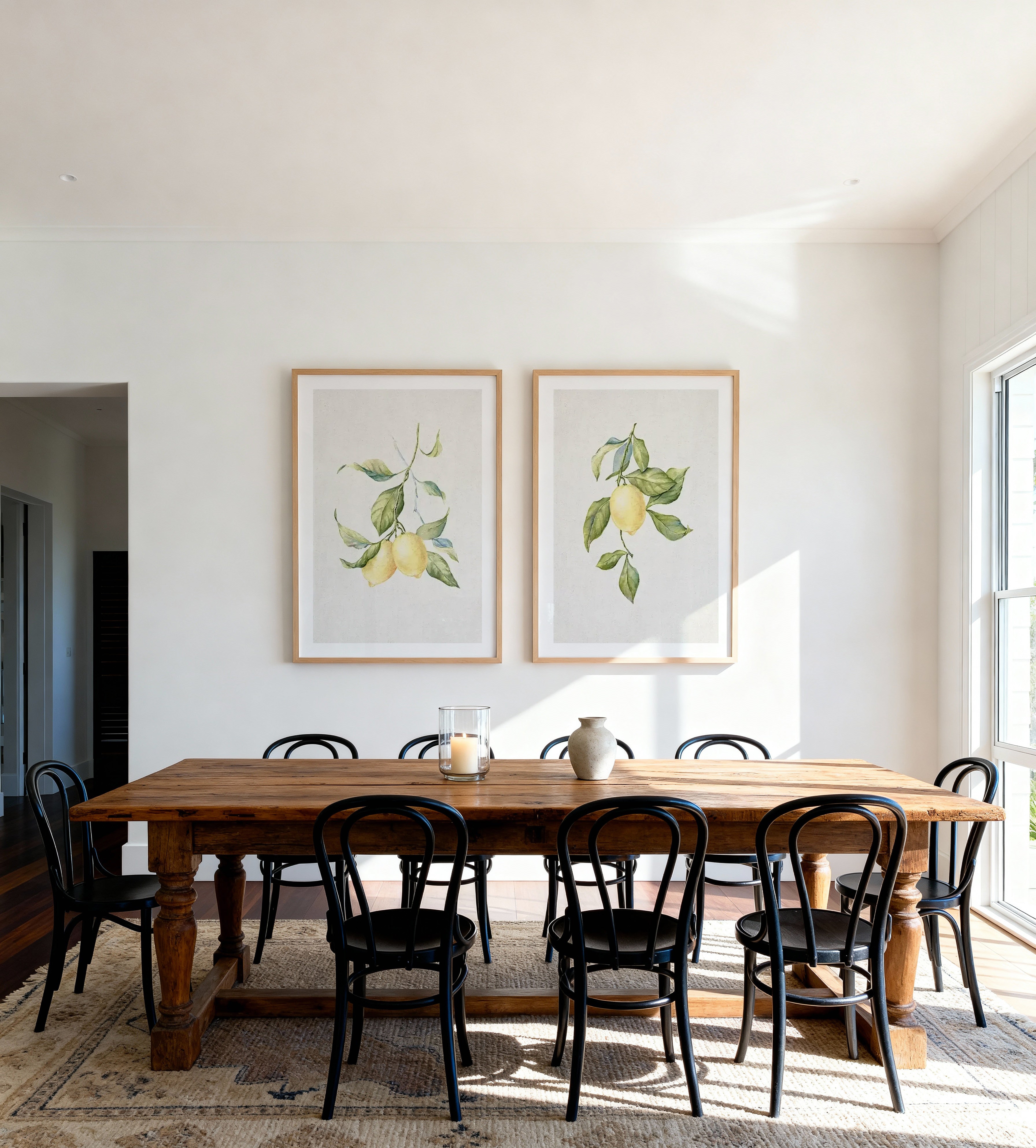 Lemons on Linen 1 & 3 Art Print Set of 2 | Matching Wall Art