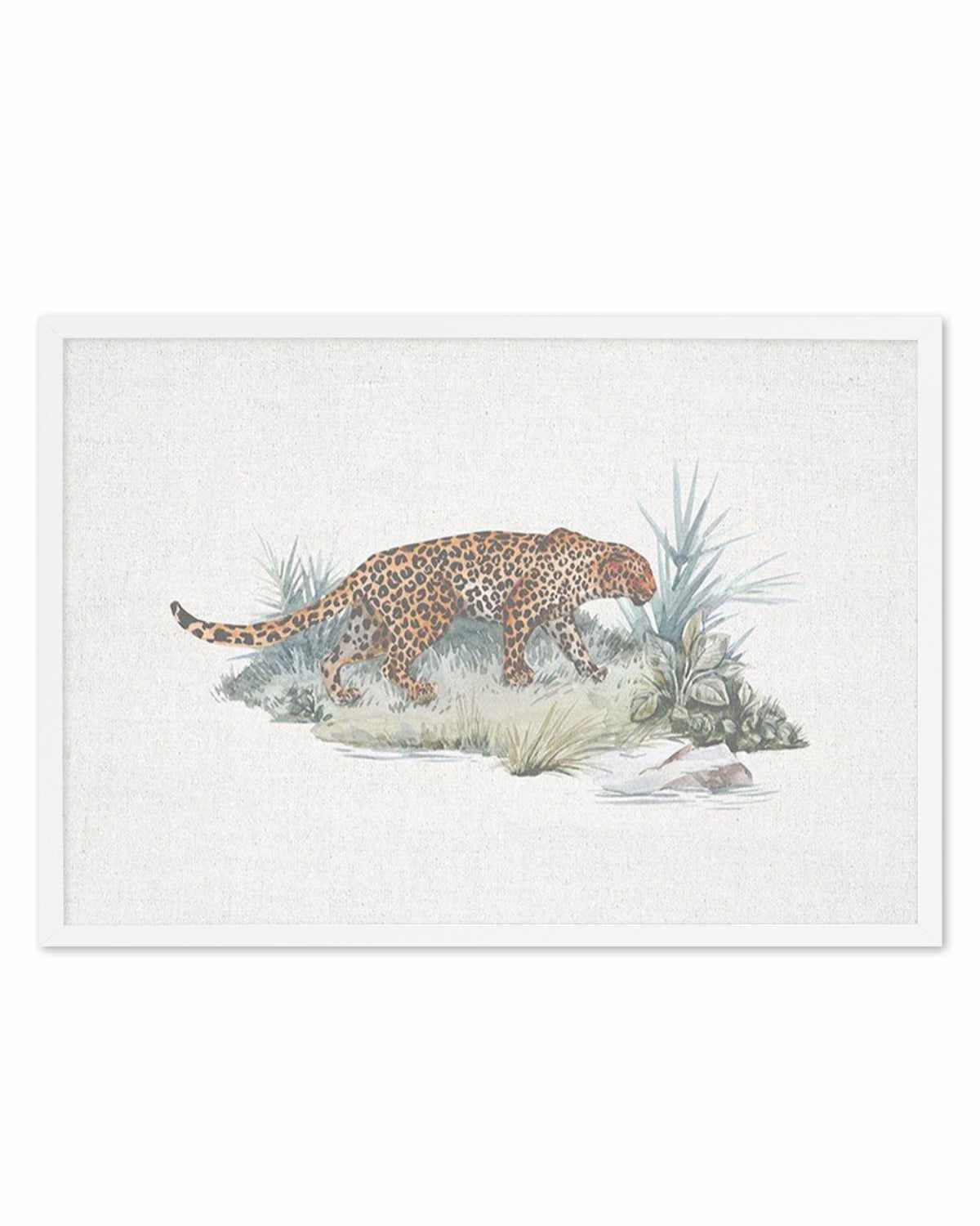 Leopard on Linen Art Print