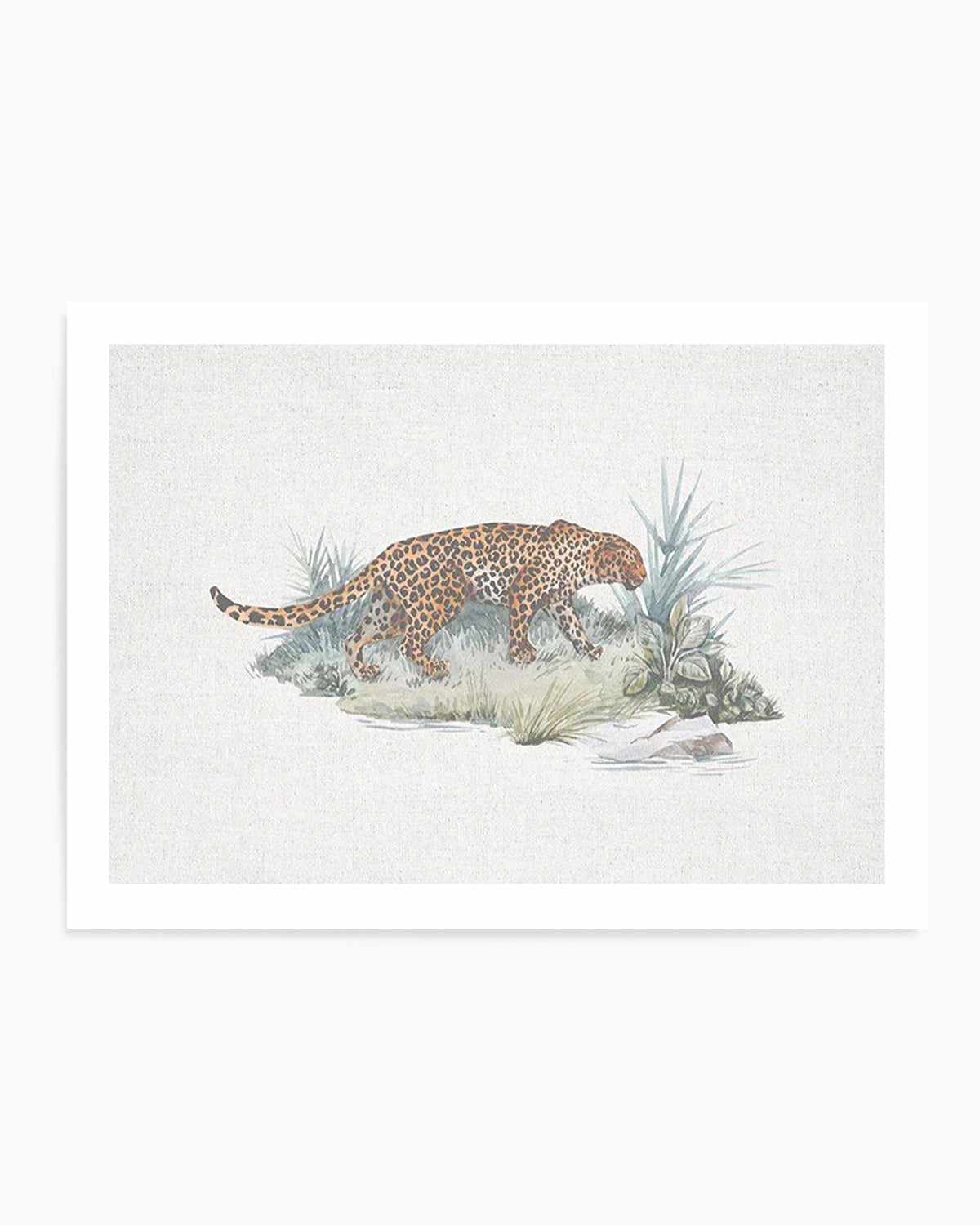 Leopard on Linen Art Print