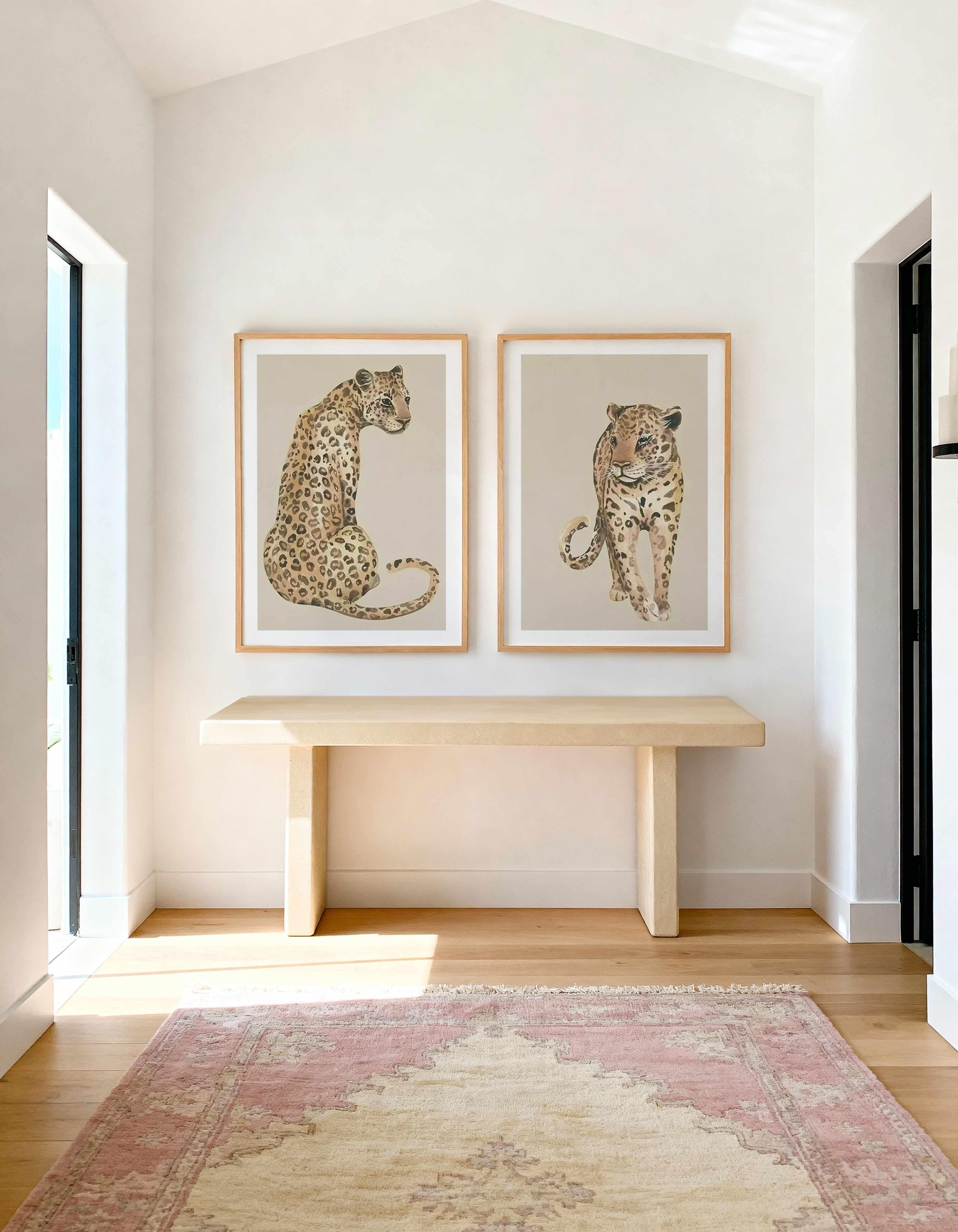 Leopard in Watercolour I & II Art Print Set of 2 | Matching Wall Art from Olive et Oriel where you can shop wallpaper and artworks online