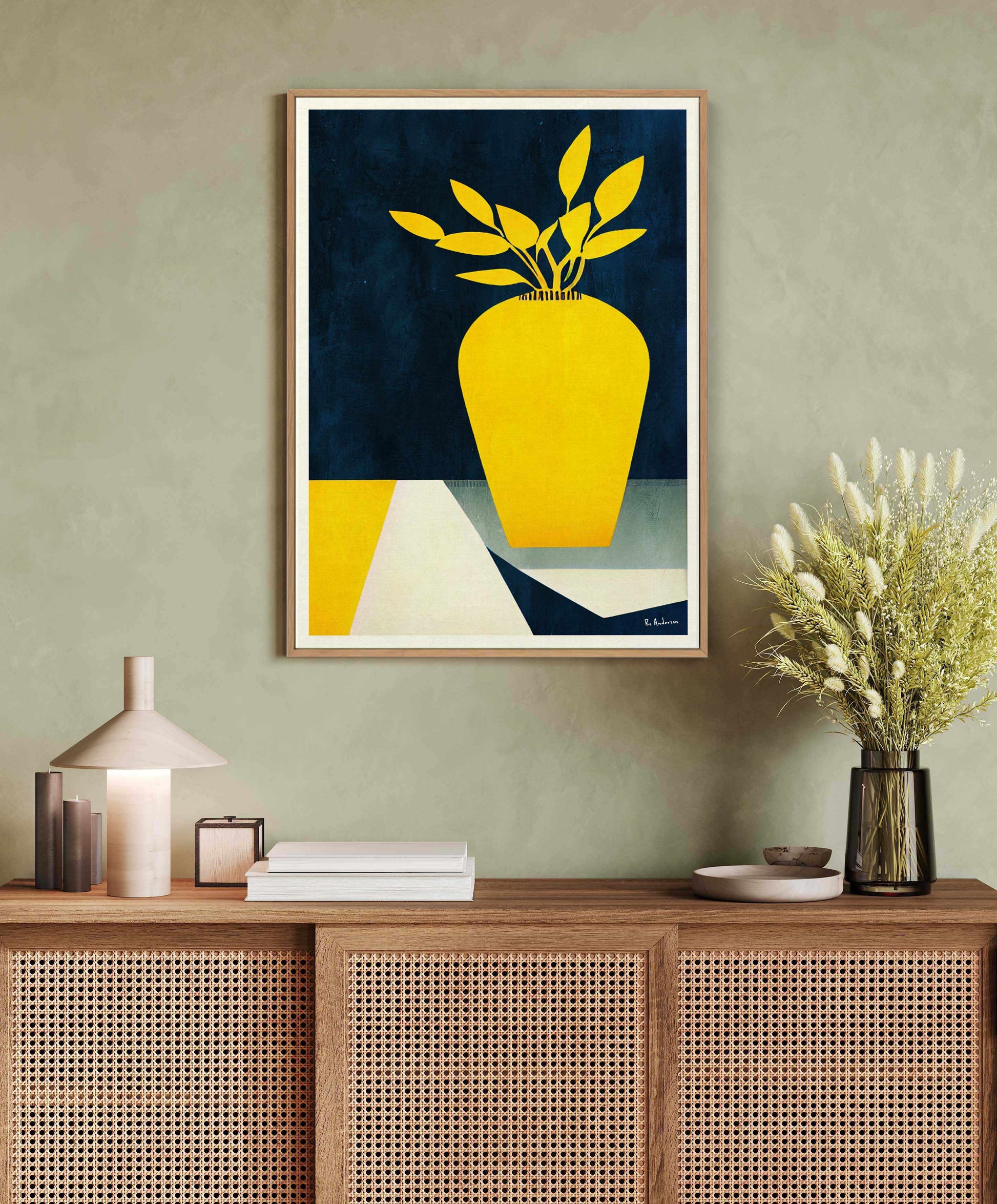 Les Fleurs Jaunes by Bo Anderson | Framed Canvas Art Print from Olive et Oriel where you can shop wallpaper and artworks online