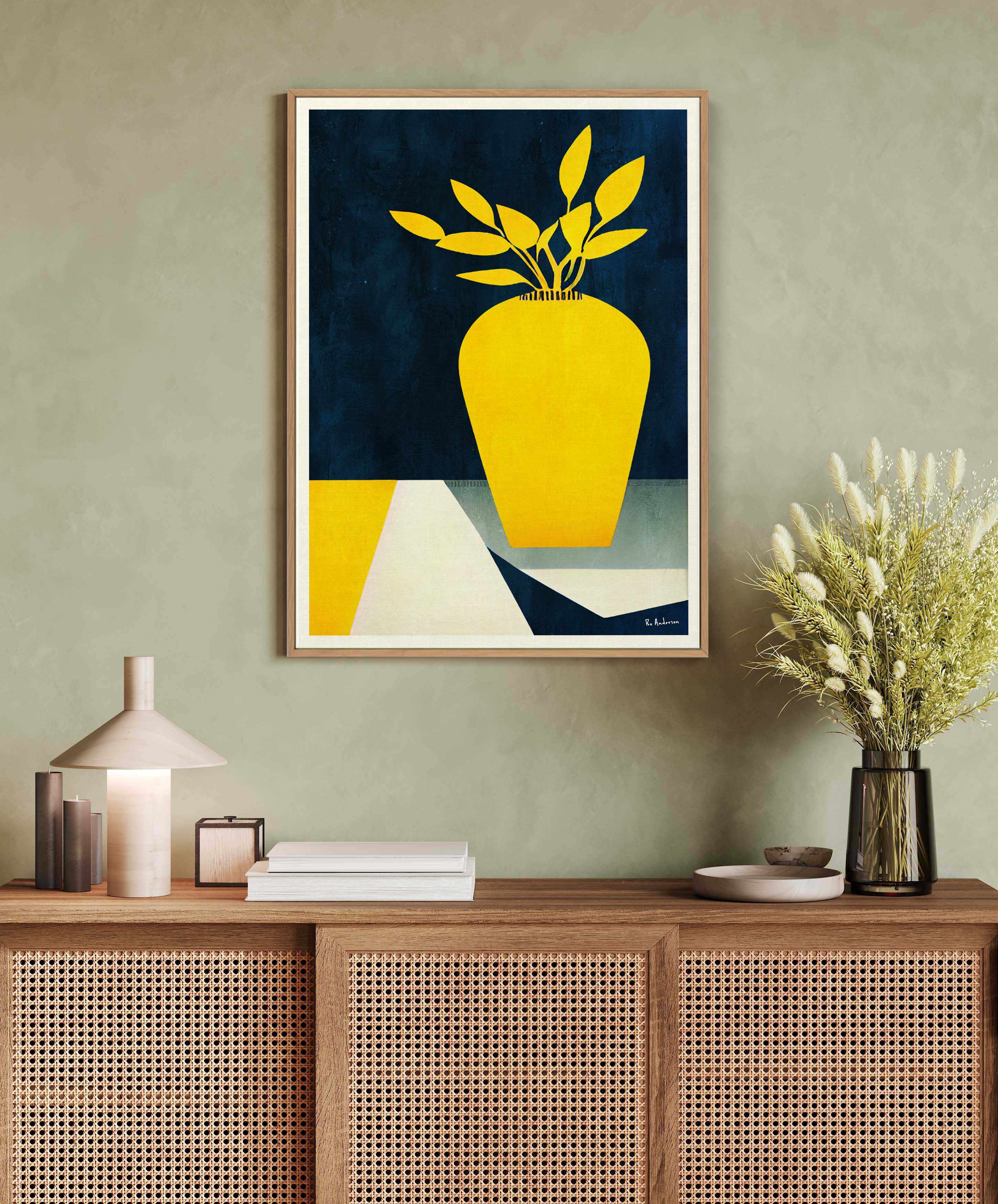 Les Fleurs Jaunes by Bo Anderson | Framed Canvas Art Print from Olive et Oriel where you can shop wallpaper and artworks online