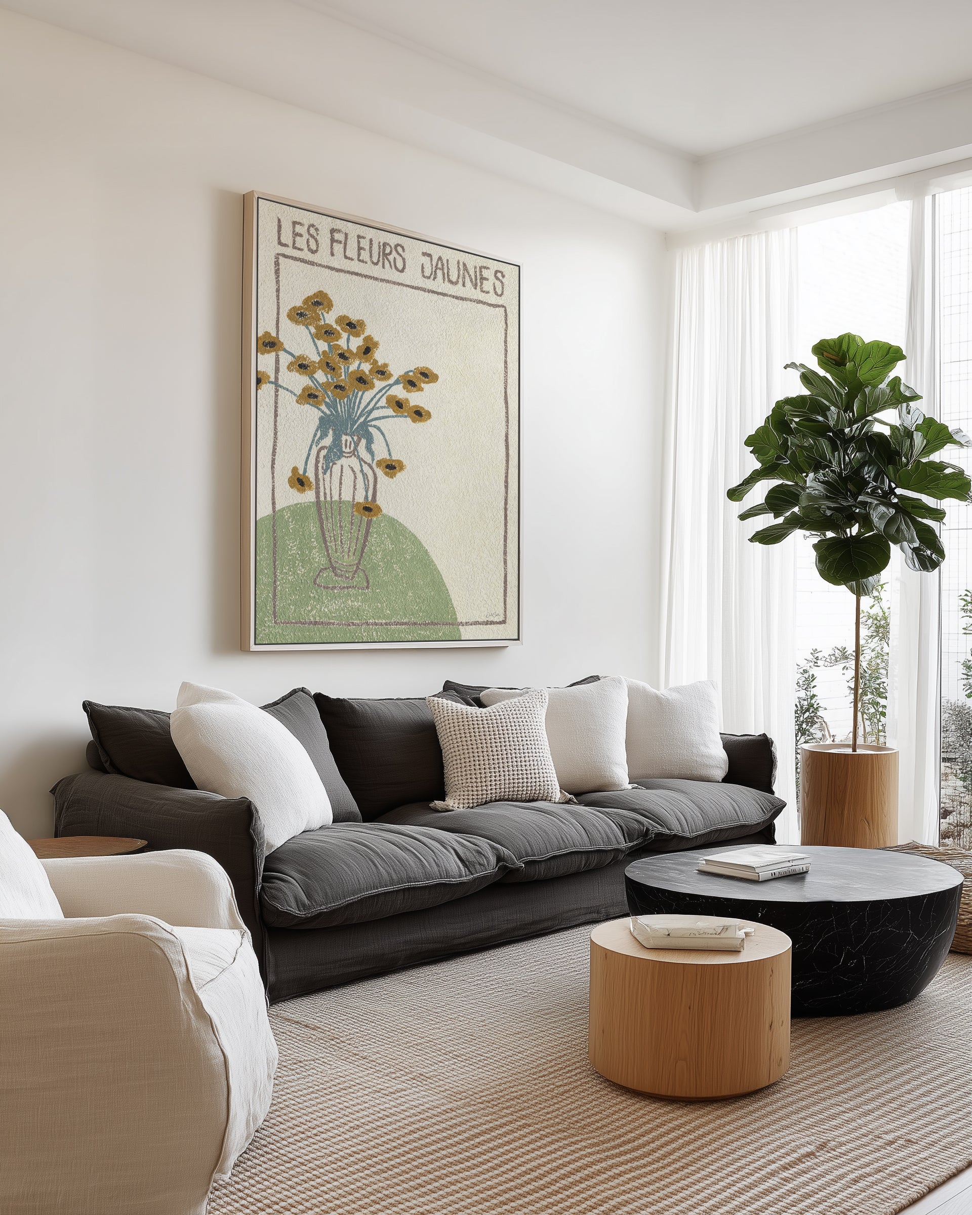 Les Fleurs Jaunes by Julie Celina | Framed Canvas Art Print from Olive et Oriel where you can shop wallpaper and artworks online