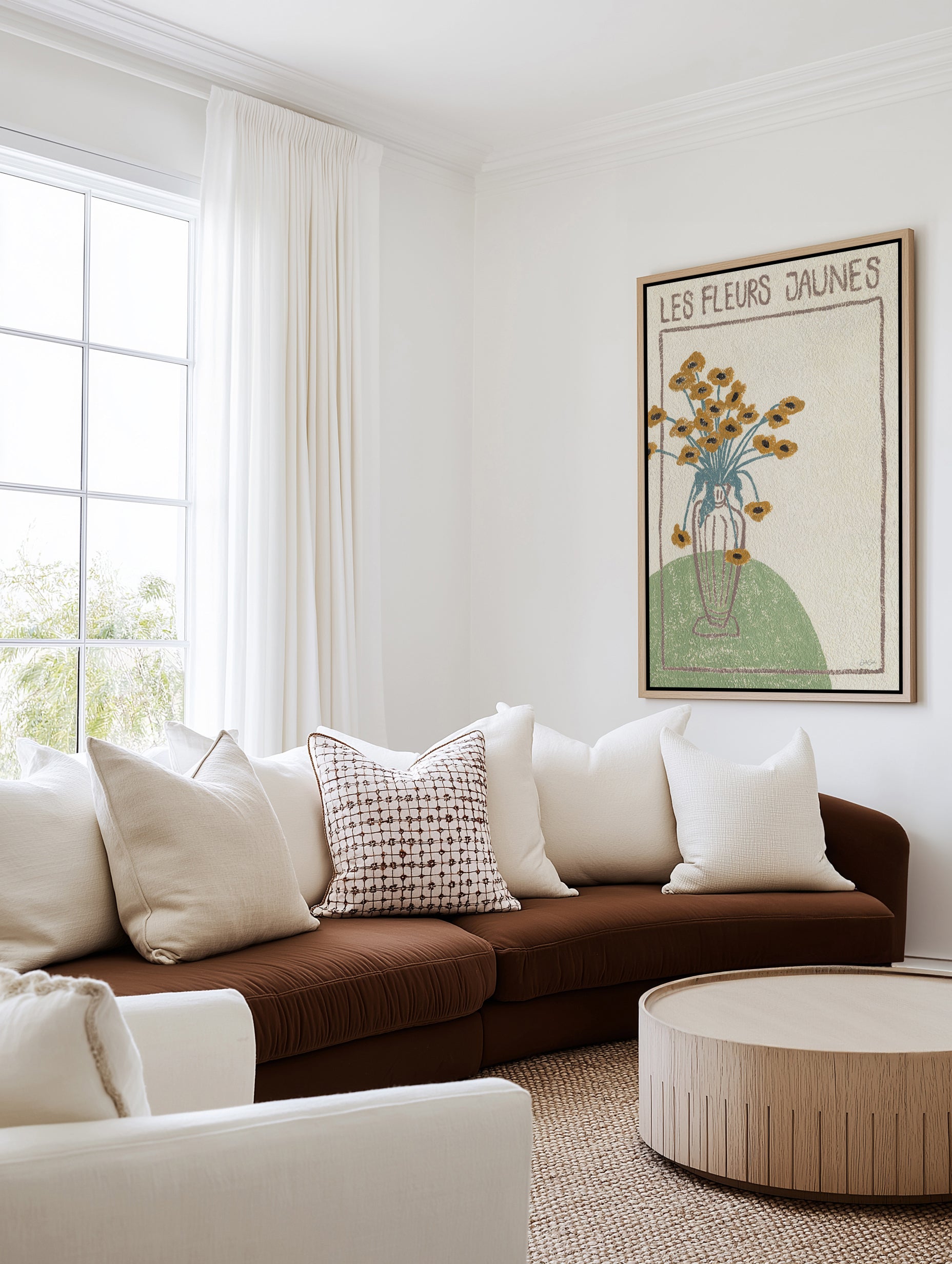 Les Fleurs Jaunes by Julie Celina | Framed Canvas Art Print from Olive et Oriel where you can shop wallpaper and artworks online