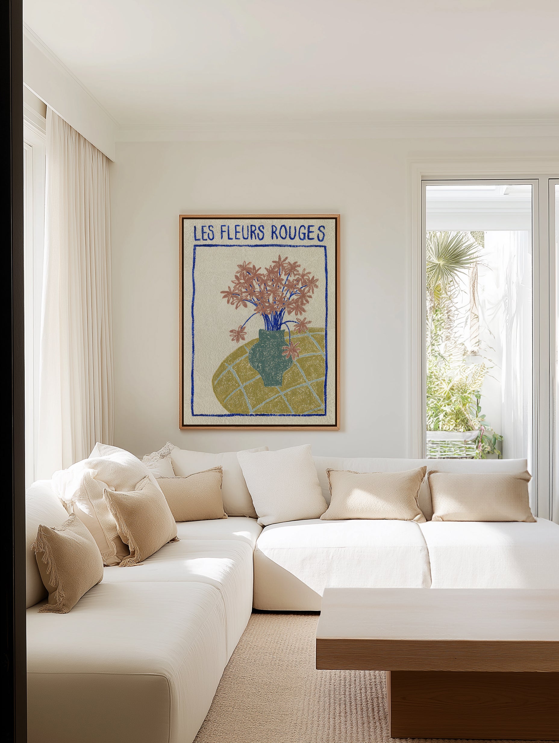 Les Fleurs Rouges by Julie Celina | Framed Canvas Art Print from Olive et Oriel where you can shop wallpaper and artworks online