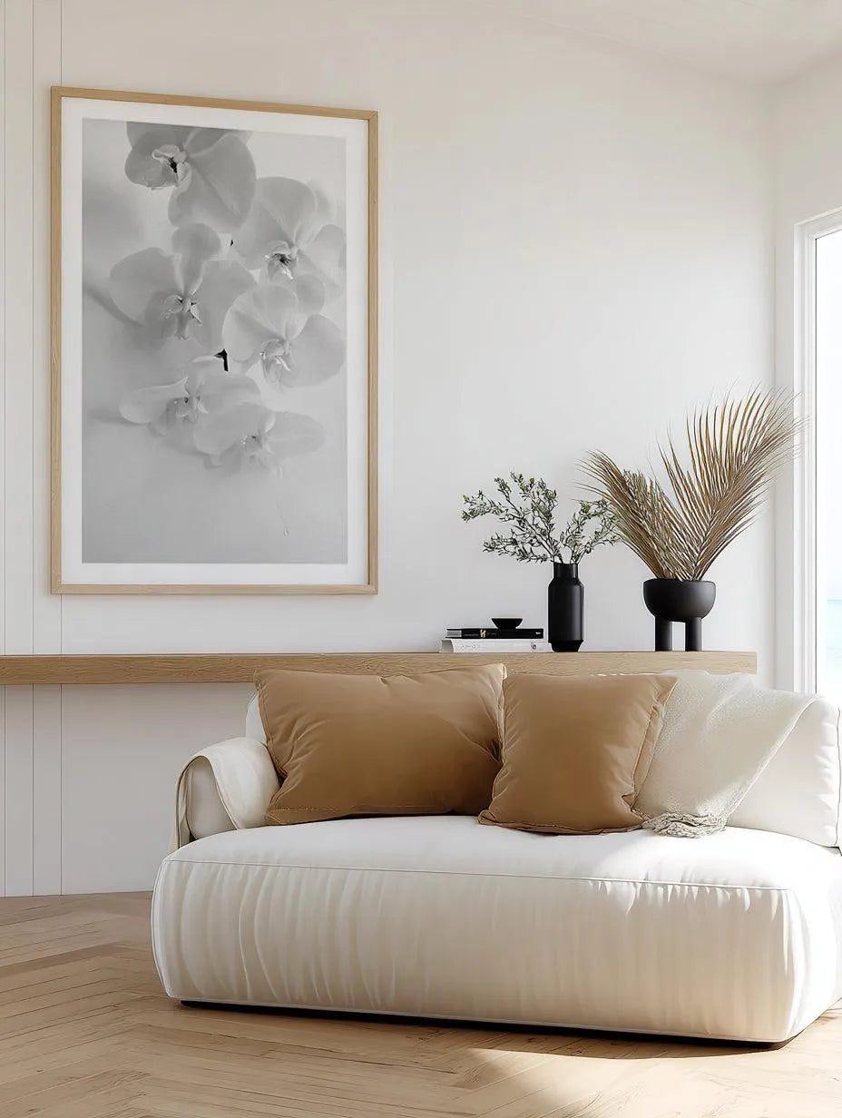 Les Orchids from Olive et Oriel where you can shop wallpaper and artworks online