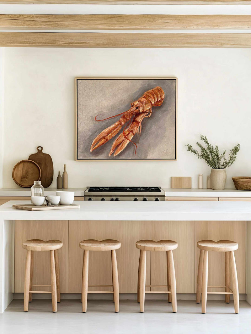 Lester The Langoustine by Jess Martin | Framed Canvas Art Print