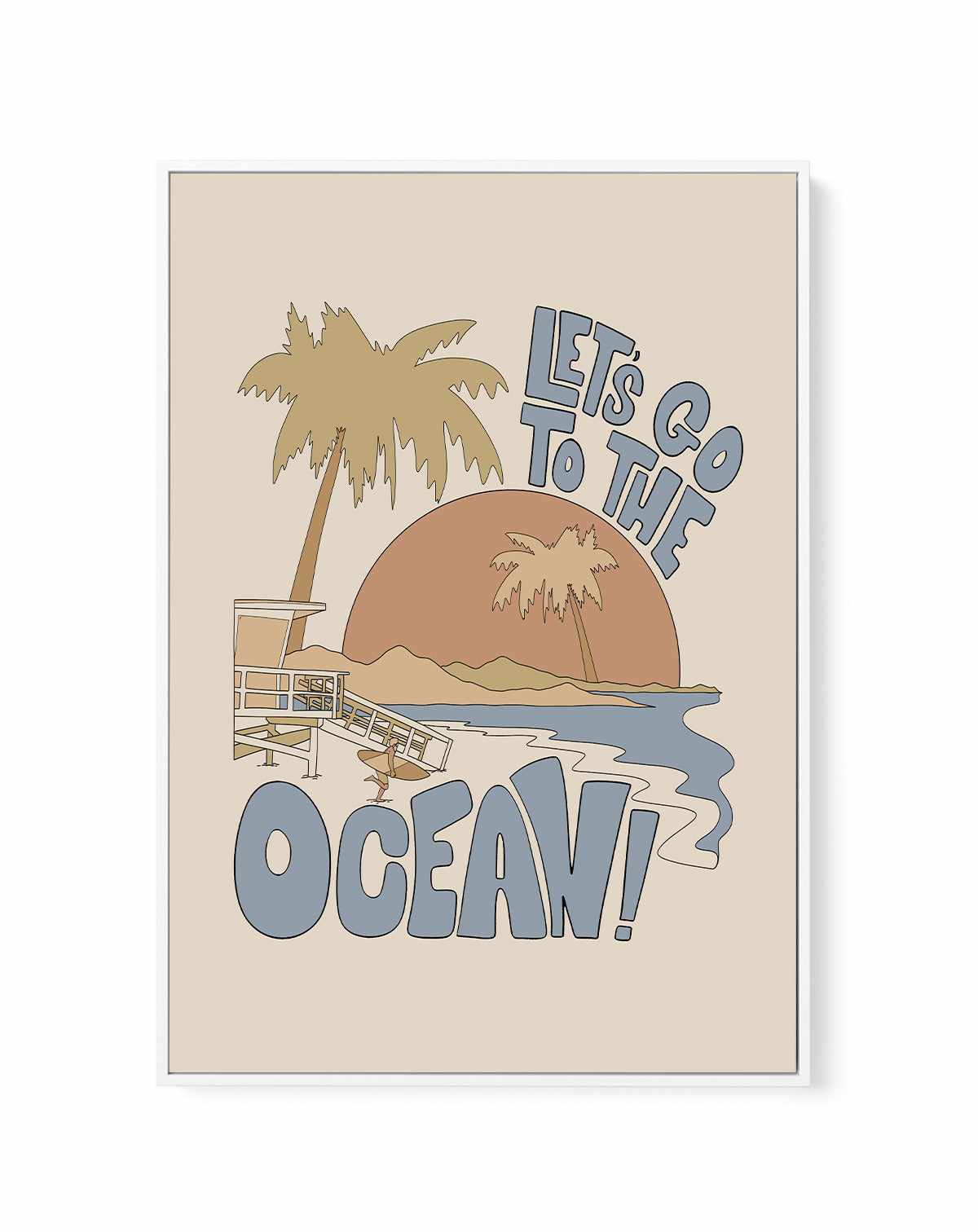 Lets go to the ocean | Framed Canvas Art Print