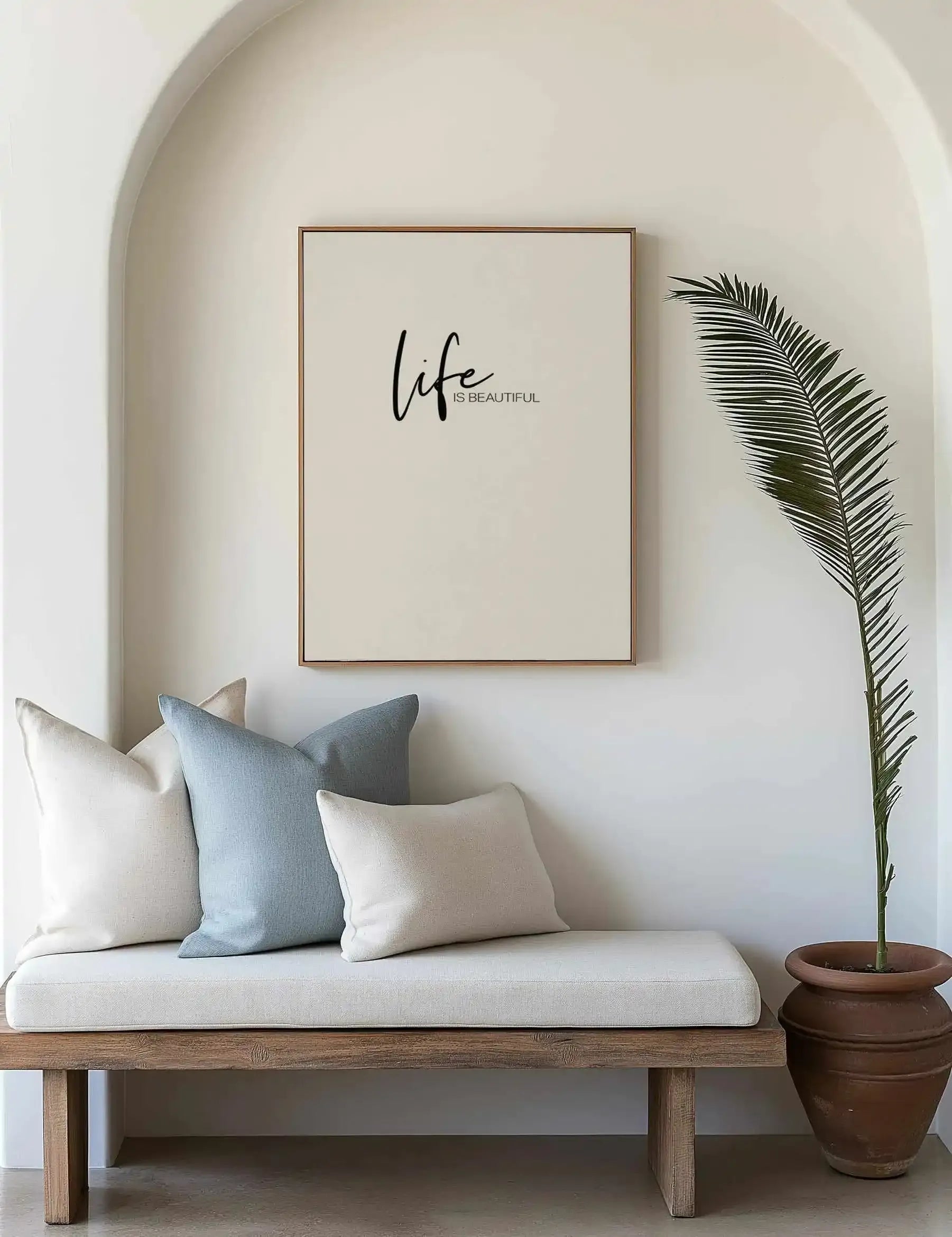 Life Is Beautiful | Framed Canvas Art Print from Olive et Oriel where you can shop wallpaper and artworks online