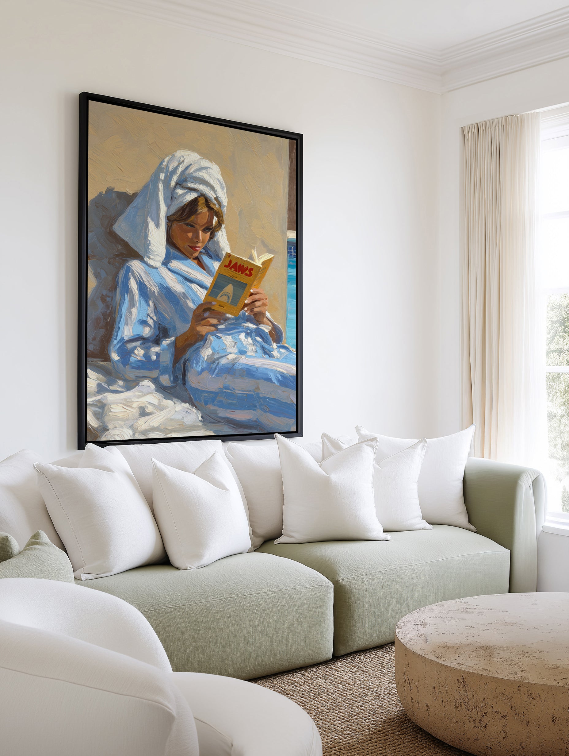 Light Reading | Framed Canvas Art Print from Olive et Oriel where you can shop wallpaper and artworks online