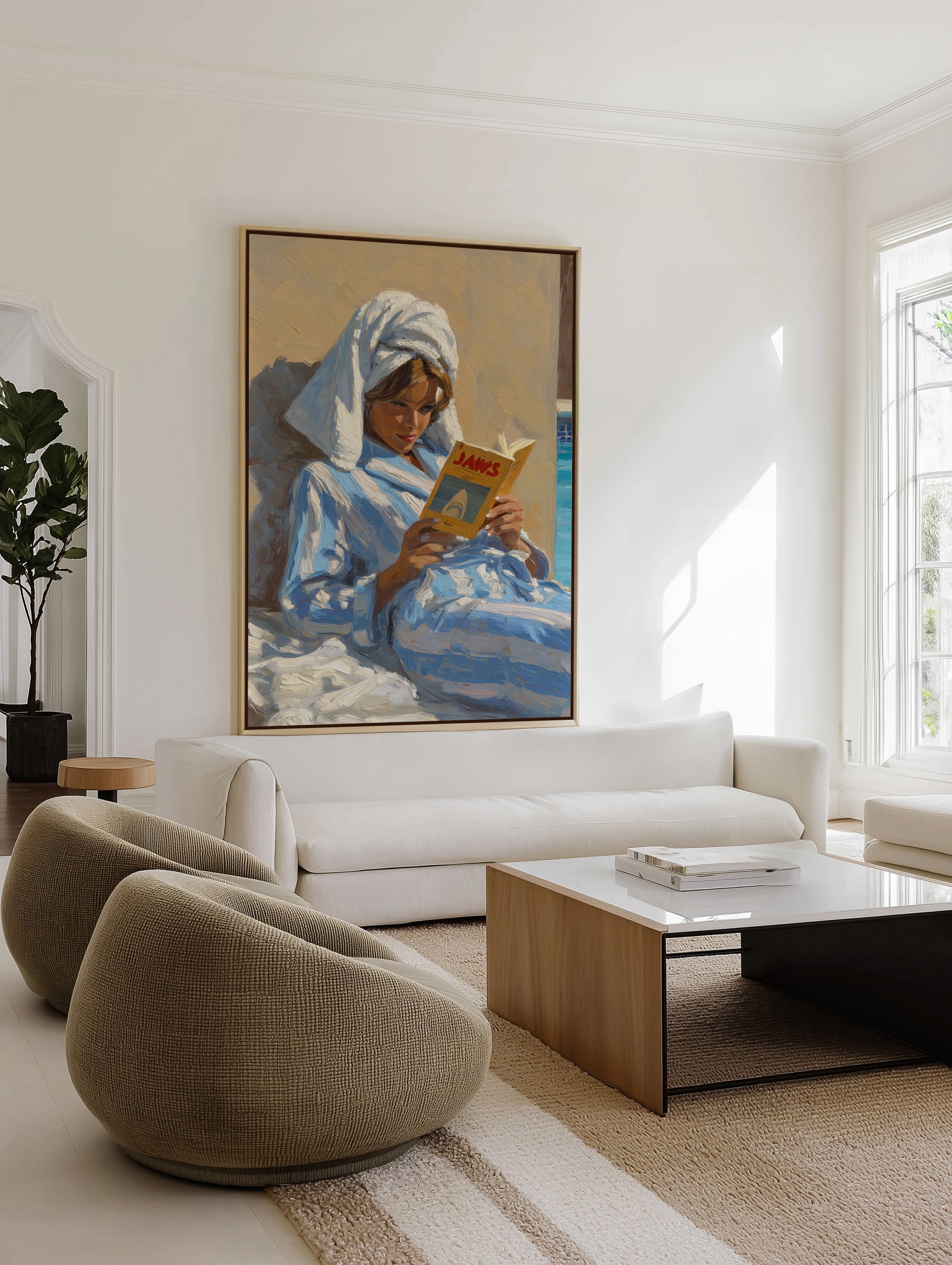 Light Reading | Framed Canvas Art Print from Olive et Oriel where you can shop wallpaper and artworks online