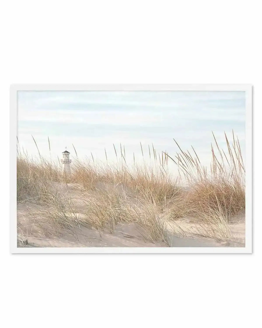 Lighthouse in the Dunes Art Print from Olive et Oriel where you can shop wallpaper and artworks online